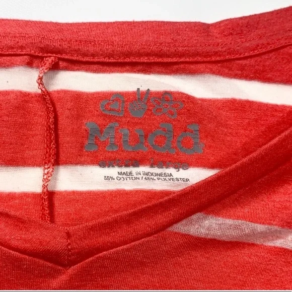 Mudd | Oversized Stripped Orange White Top Oversized Soft Comfortable - Picture 7 of 7